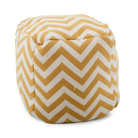 Mustard and White Pouf