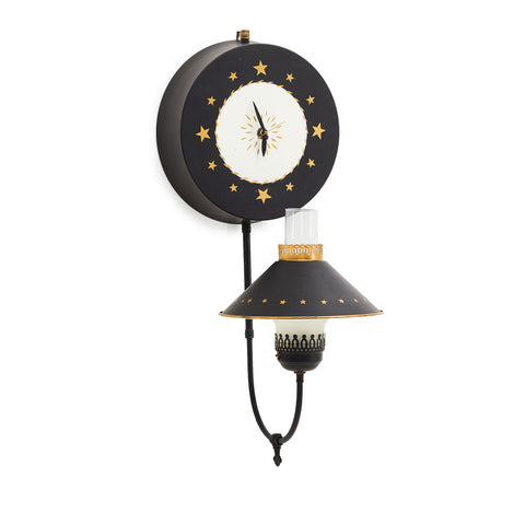 Black Tole Wall Sconce Clock
