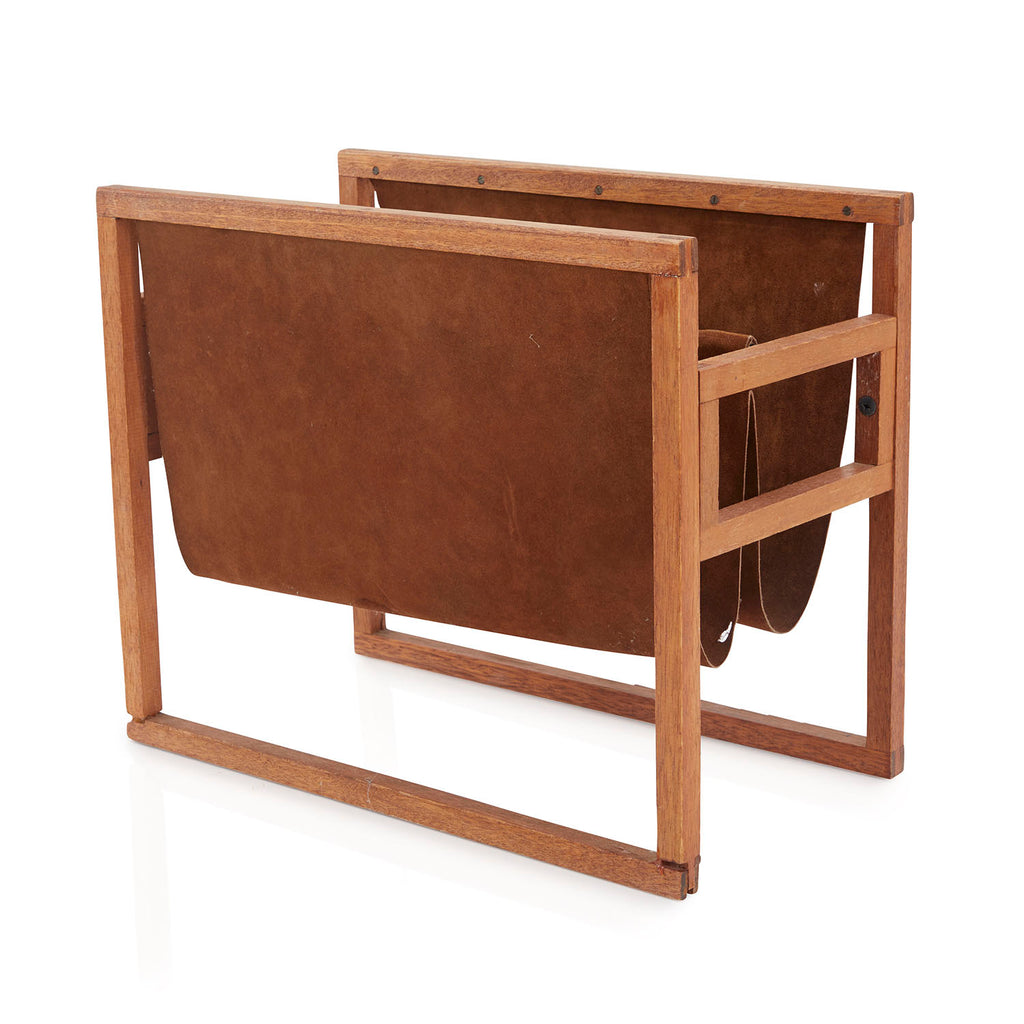 Brown Double Leather Sling Magazine Rack