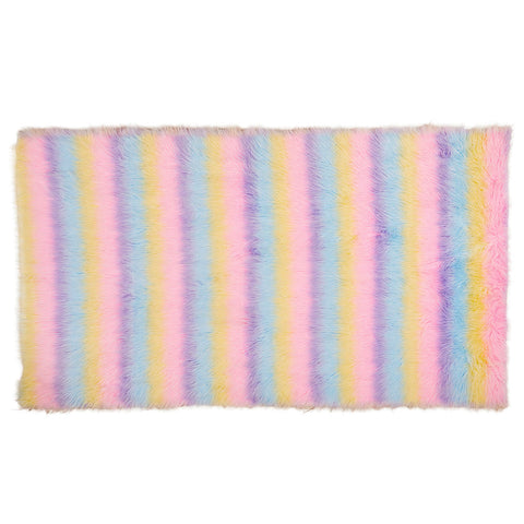 Pastel Striped Fur Blanket