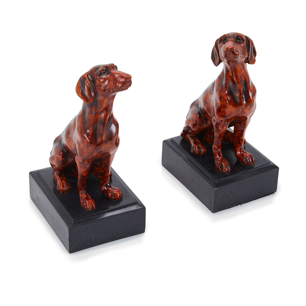 Red Marbled Dachshund Bookends (A+D)