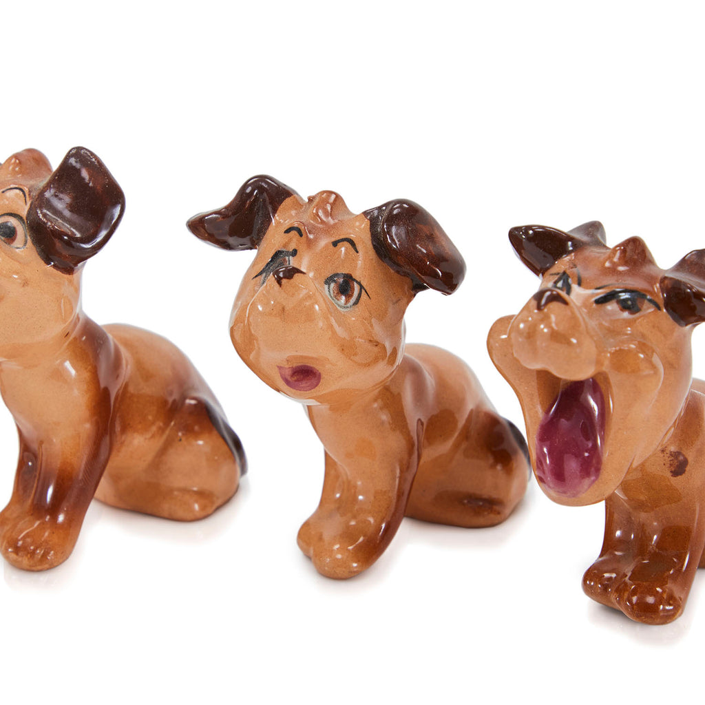 Brown Ceramic Puppy Sculptures (A+D)