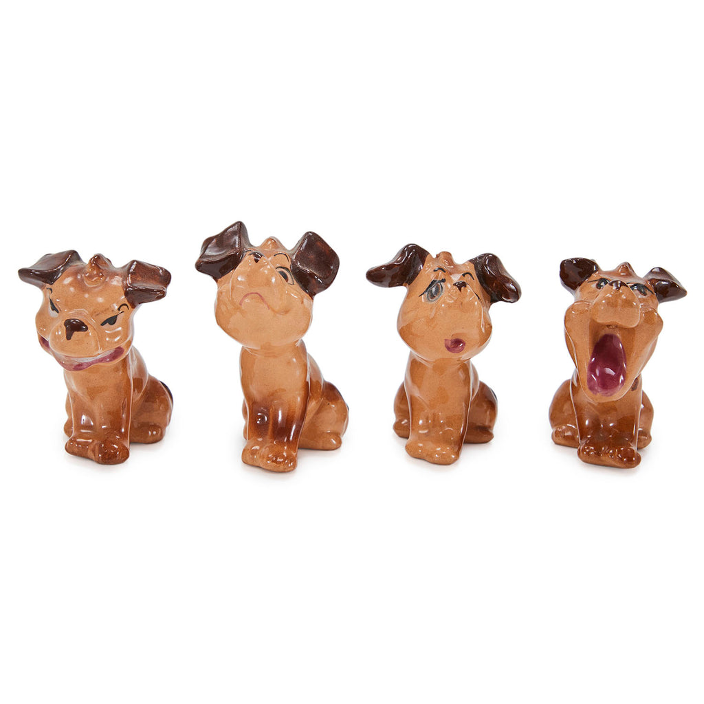 Brown Ceramic Puppy Sculptures (A+D)