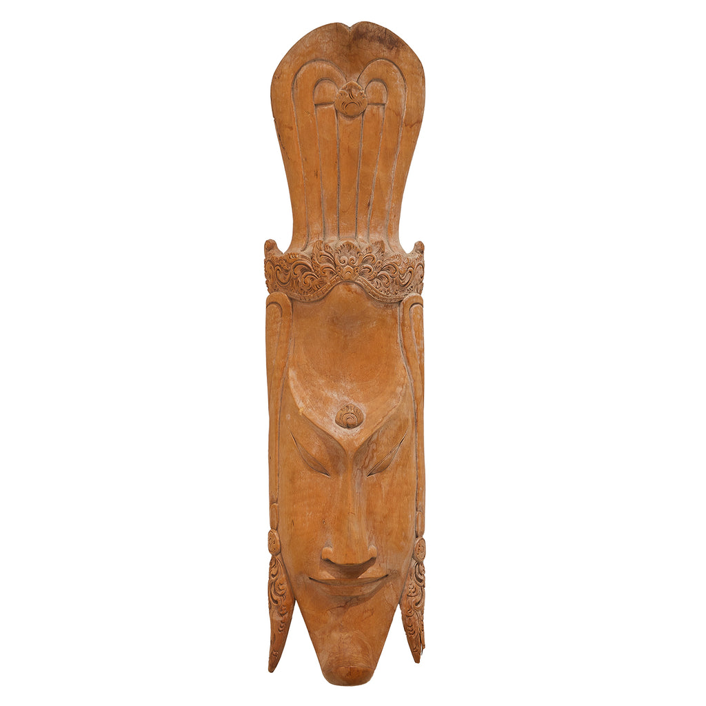 Carved Wood Rounded Mask Wall Hanging
