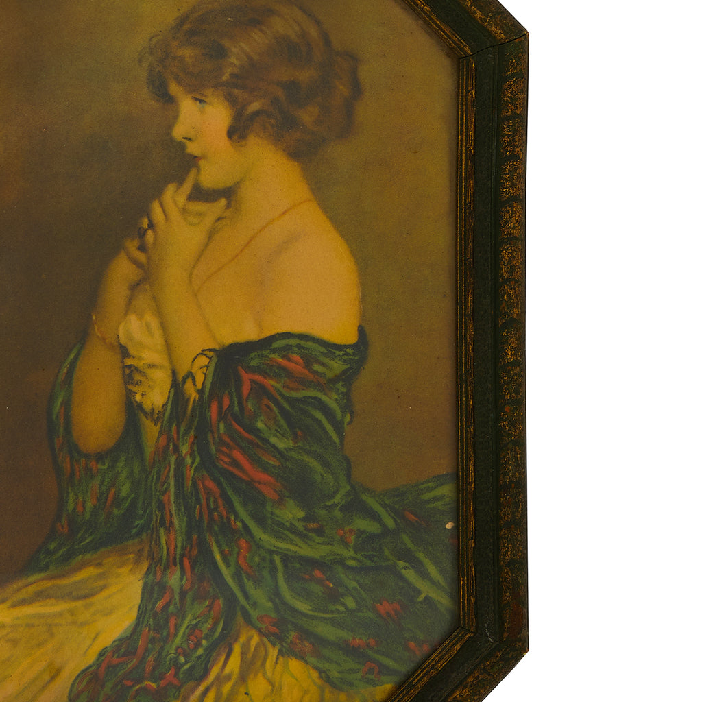 0011 (A+D) Vintage Coy Young Woman Painting