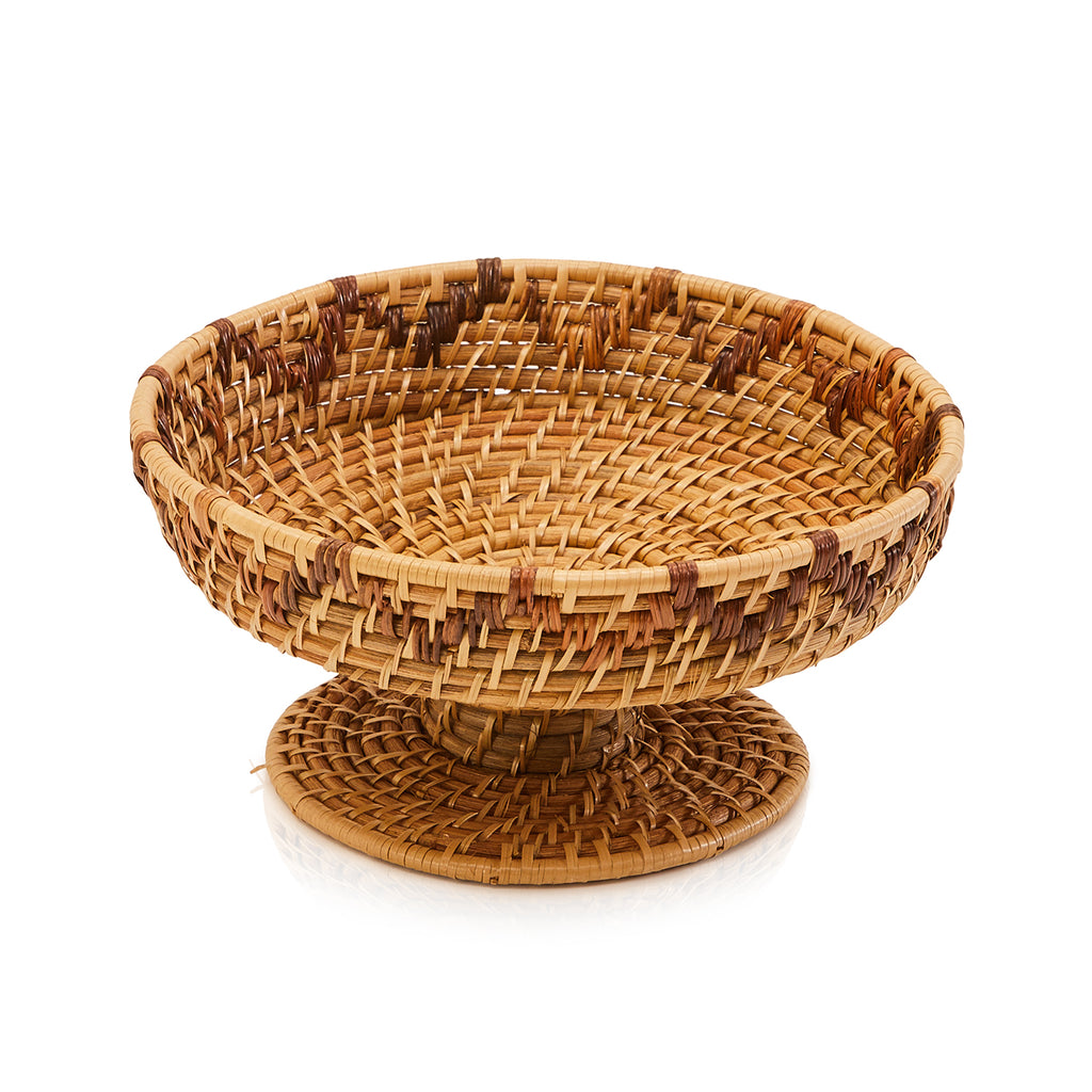 Tan Woven Bowl with Dark Wood Zig-Zag (A+D)