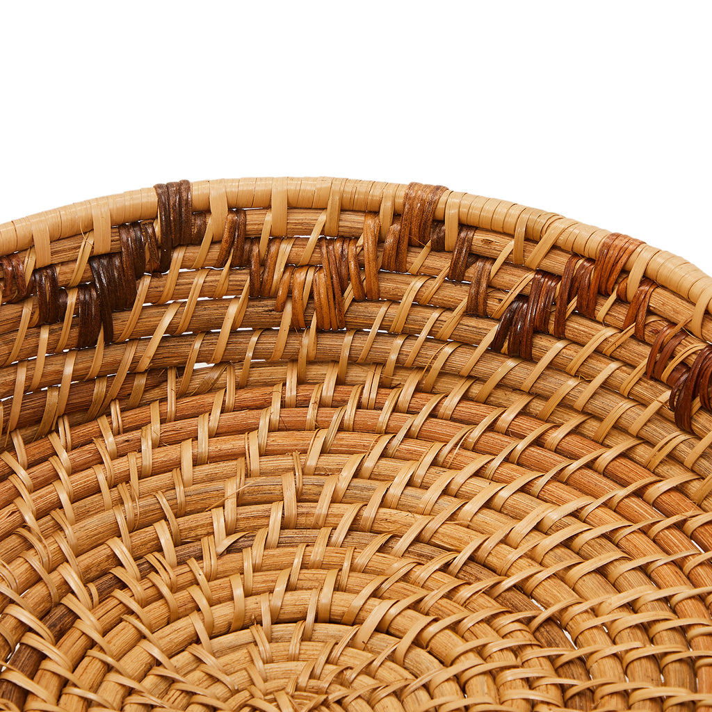 Tan Woven Bowl with Dark Wood Zig-Zag (A+D)