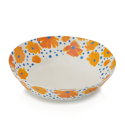 White Ceramic Bowl with Orange Flowers (A+D)