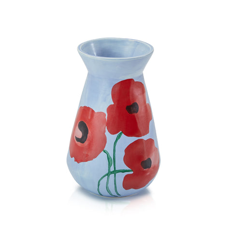 Blue & Red Poppies Vase (A+D)
