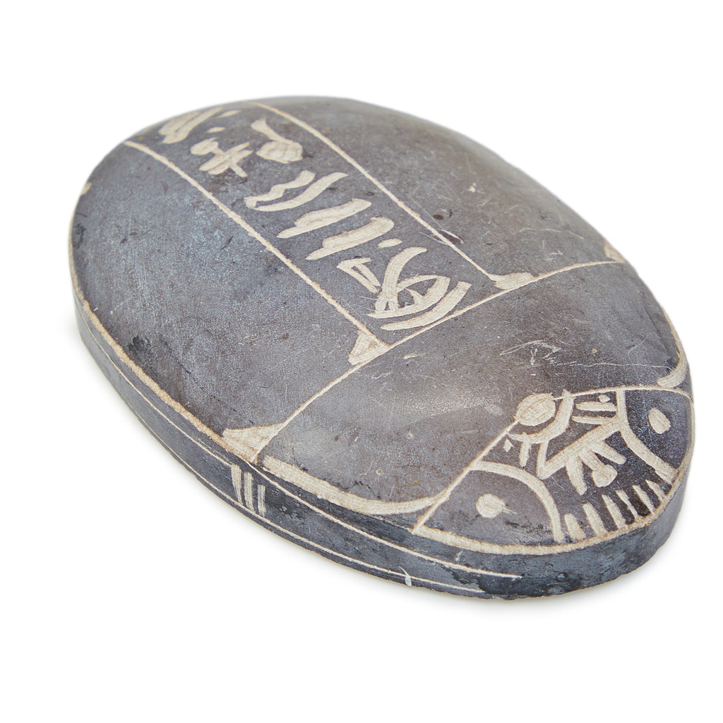 Grey Etched Stone Scarab (A+D)