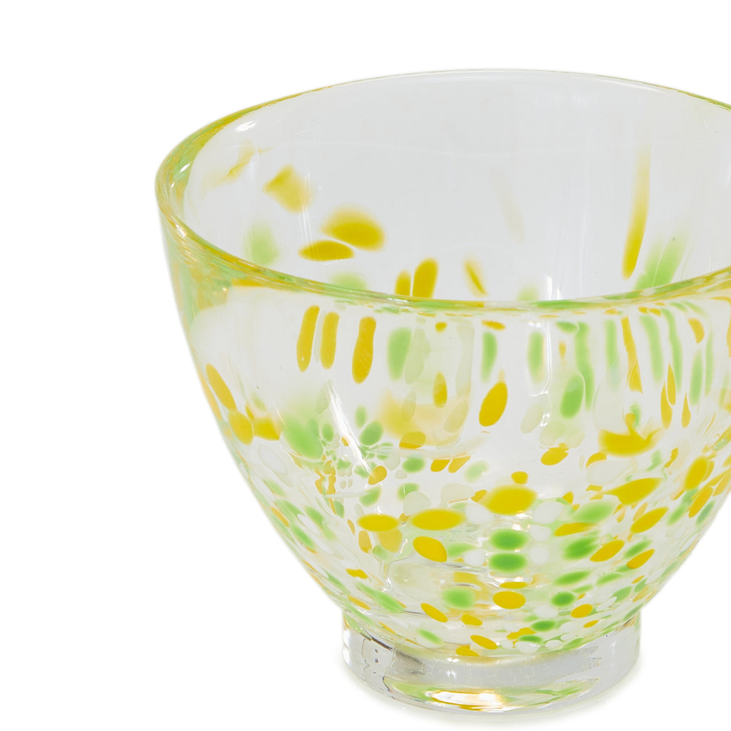 Green & Yellow Glass Splatter Jewelry Dish (A+D)