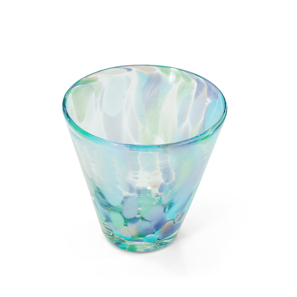 Blue Speckled Aqua Glass Cup (A+D)