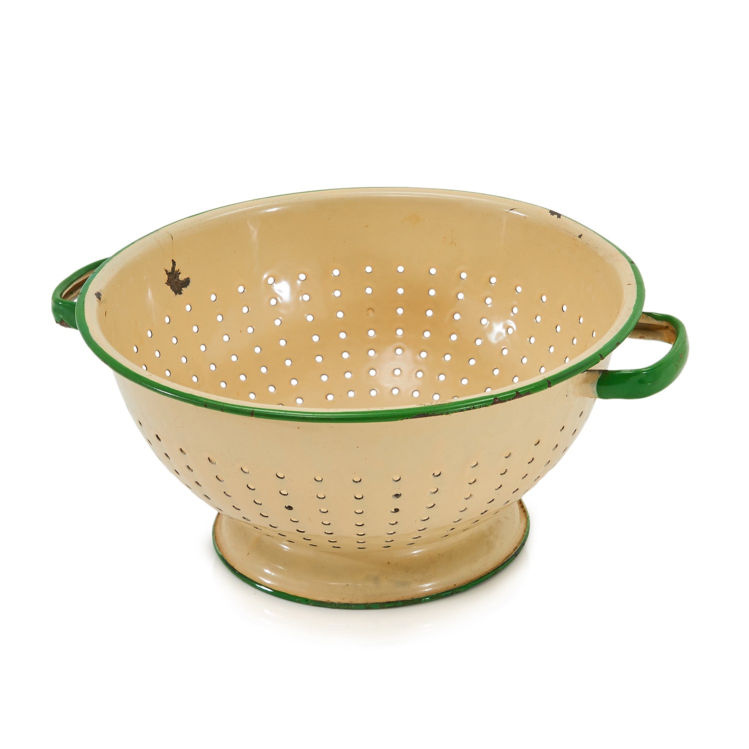 Large Green and Tan Enamel Colander (no Lid) - Gil & Roy Props
