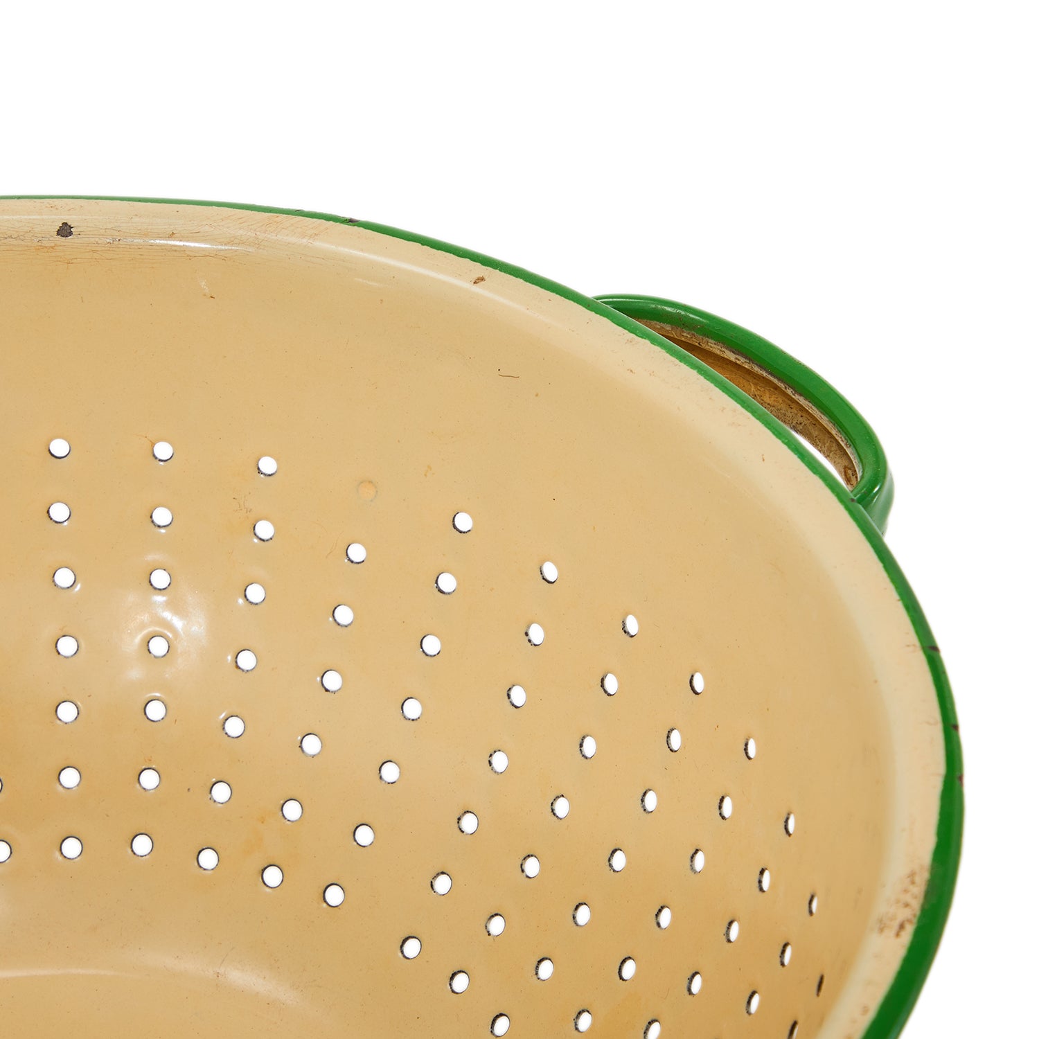 Large Green and Tan Enamel Colander (no Lid) - Gil & Roy Props