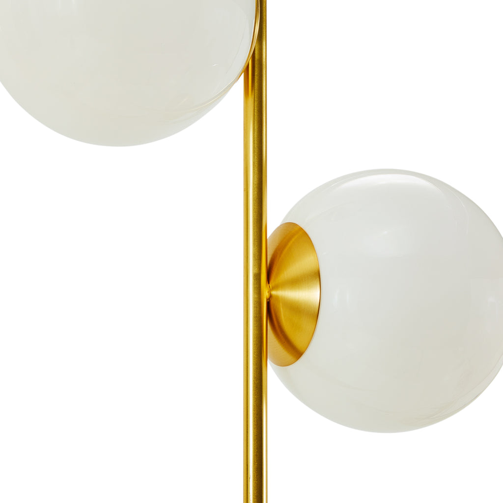 Gold Floor Lamp with 2 White Globes