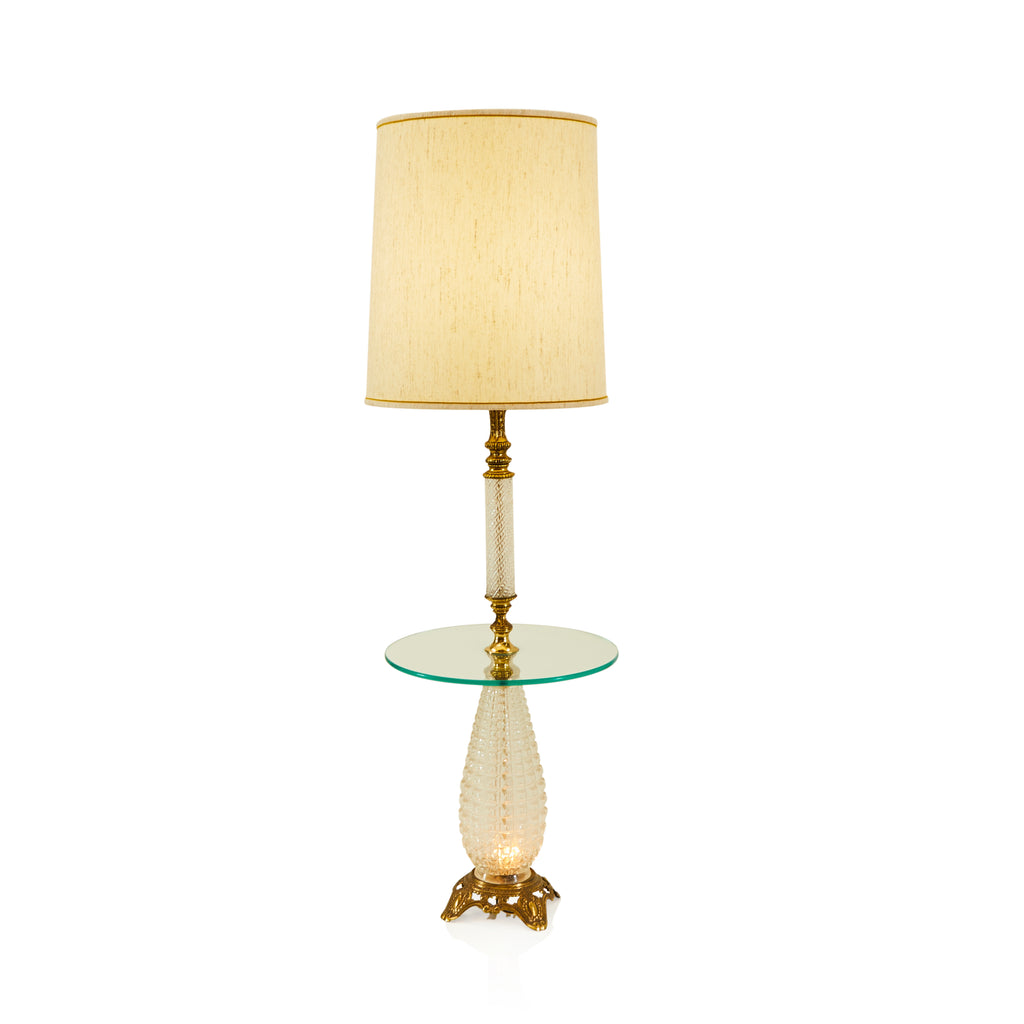 Ornate Brass + Glass Floor Lamp with Round Table