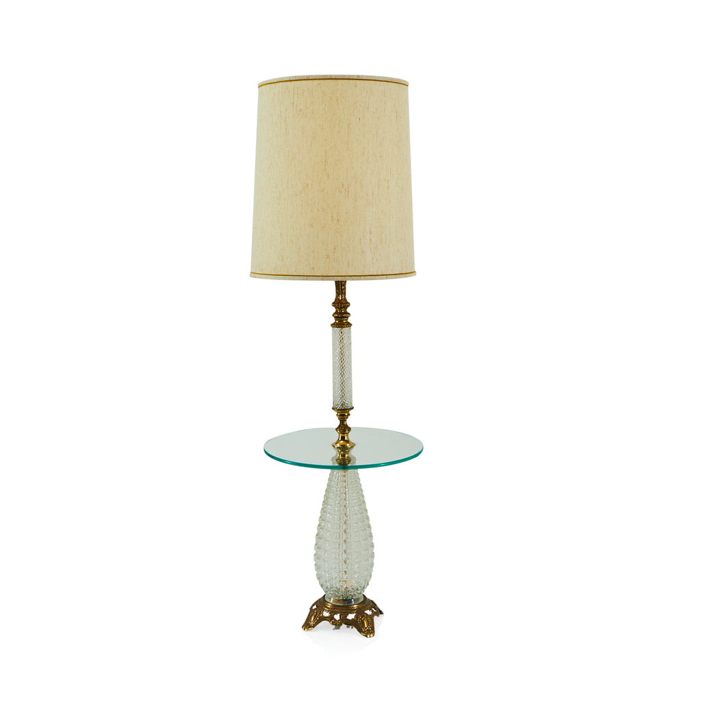Ornate Brass + Glass Floor Lamp with Round Table