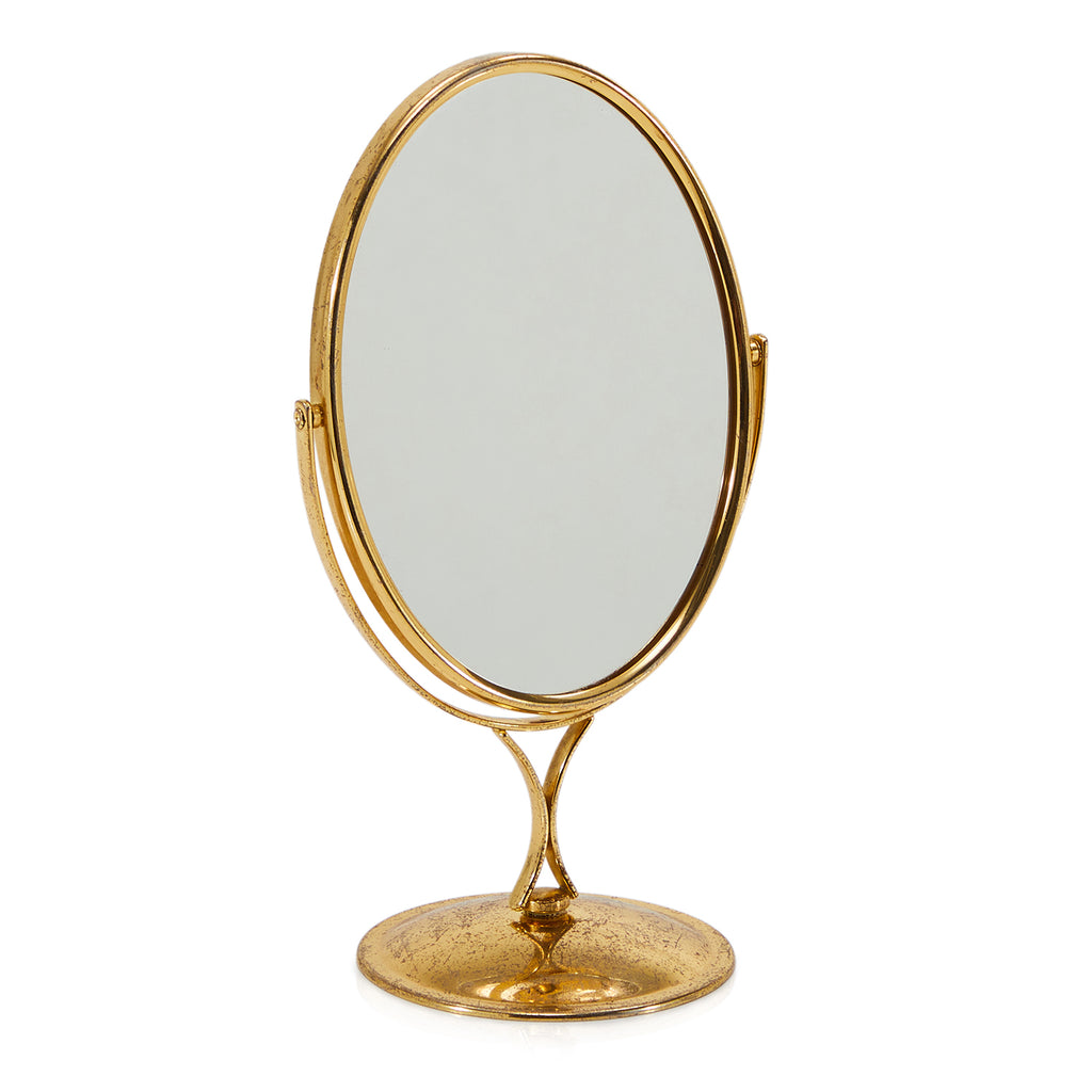 Gold Oval Desktop Mirror