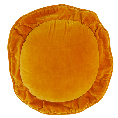 Orange Velvet Round Pillow