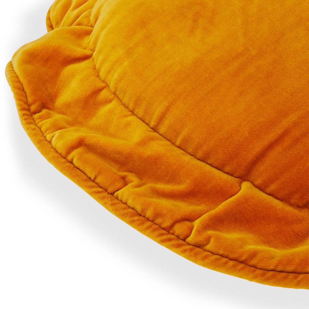 Orange Velvet Round Pillow