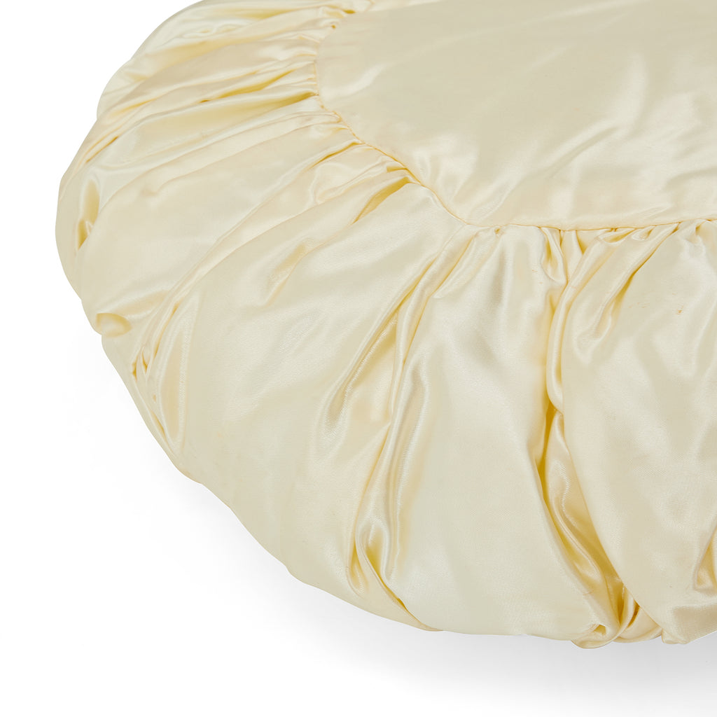 Cream Round Ruffled Pillow