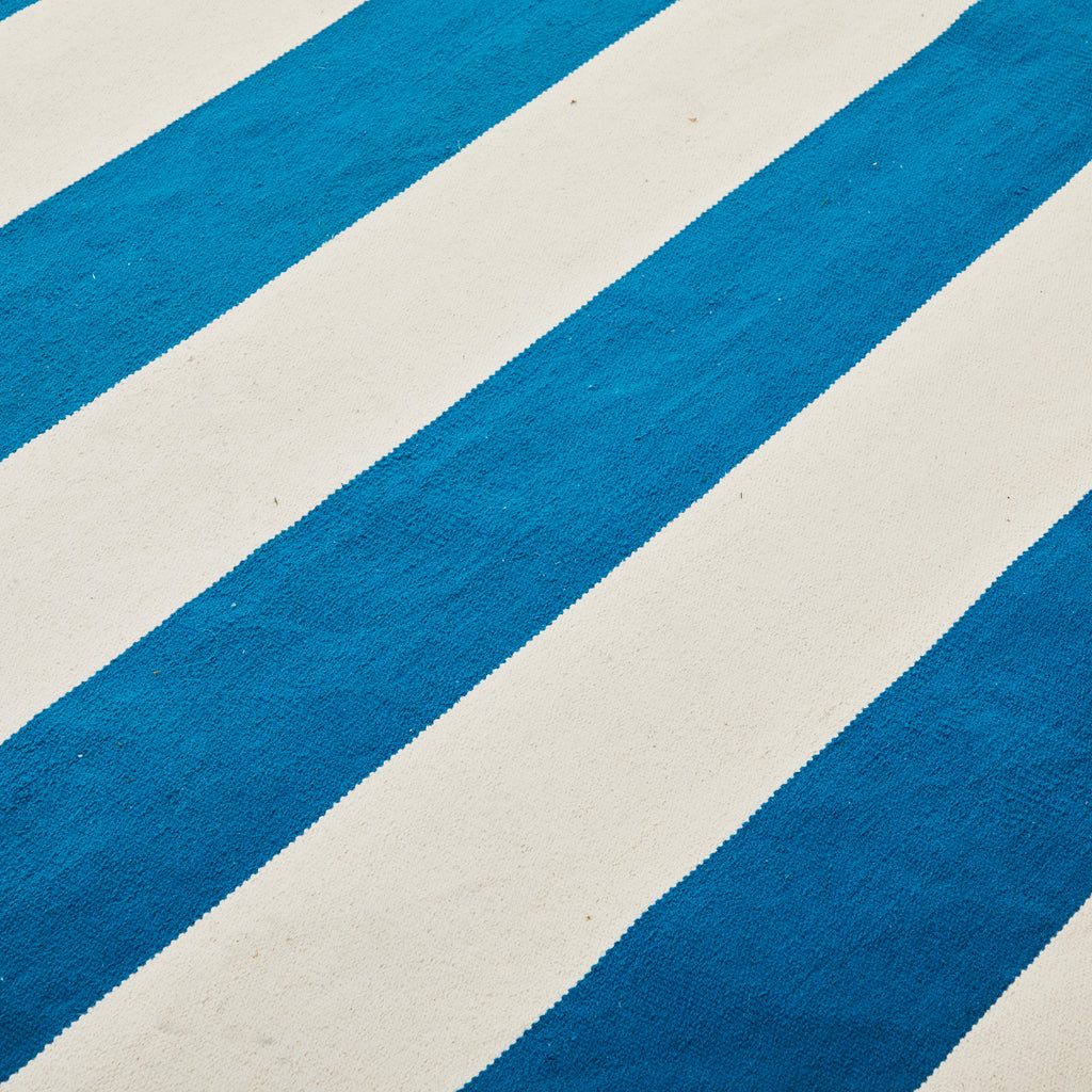 Large Blue & White Modern Stripe Rug