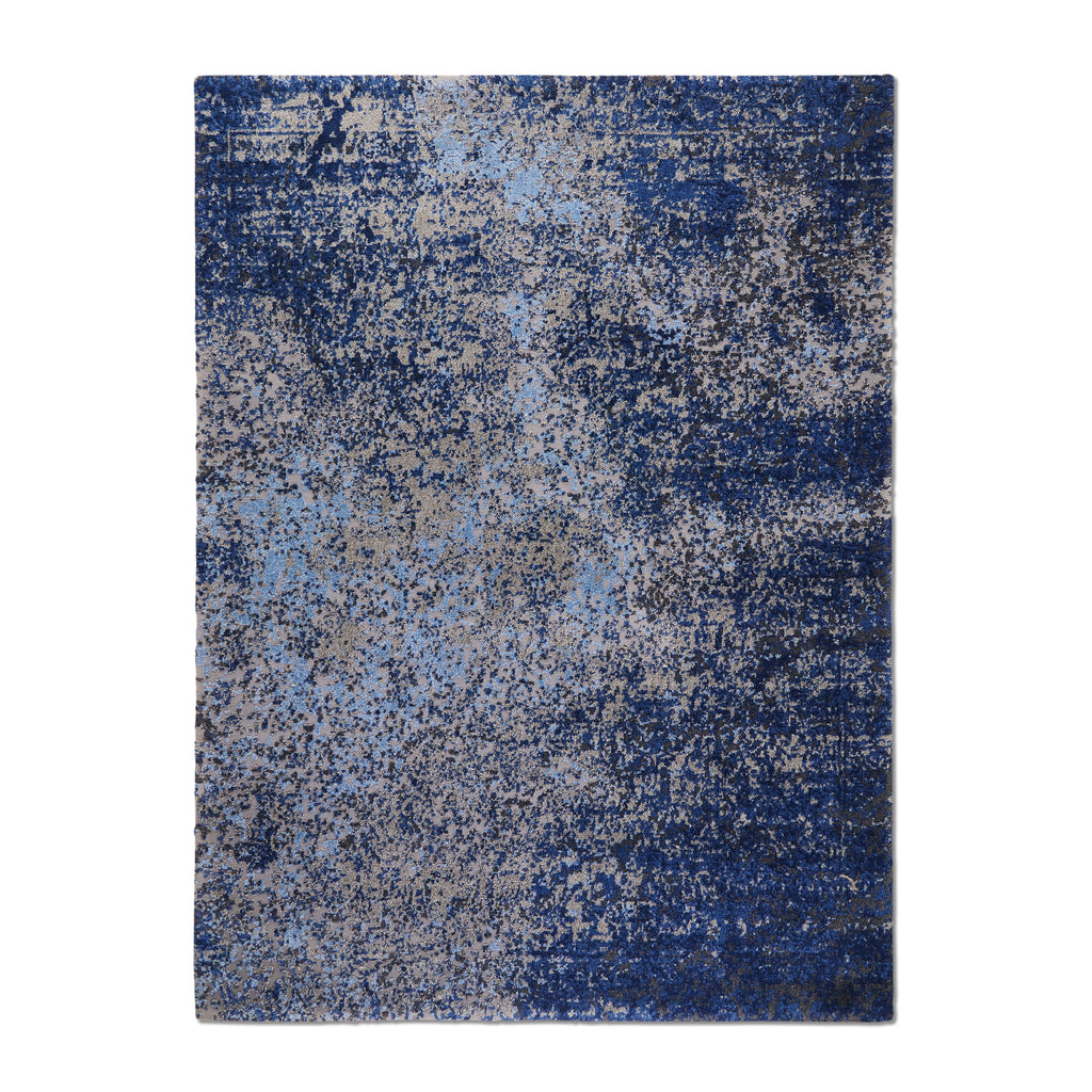 Large Blue Tan Abstract Contemporary Rug