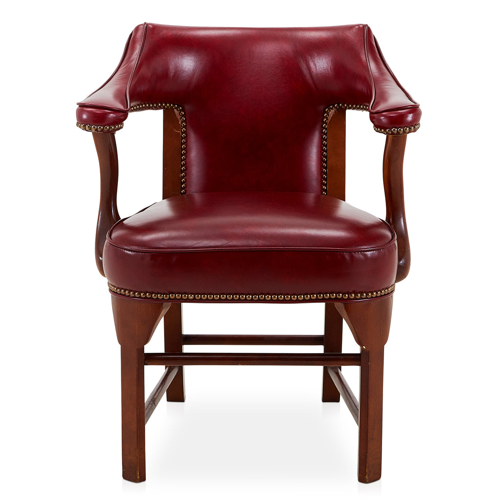 Pacific Dining Car Red Leather & Wood Armchair