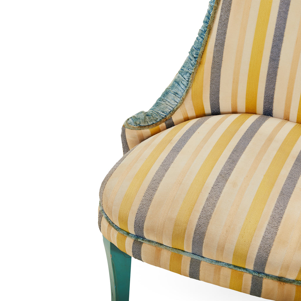 Yellow & Blue Striped High-Back Dining Chair