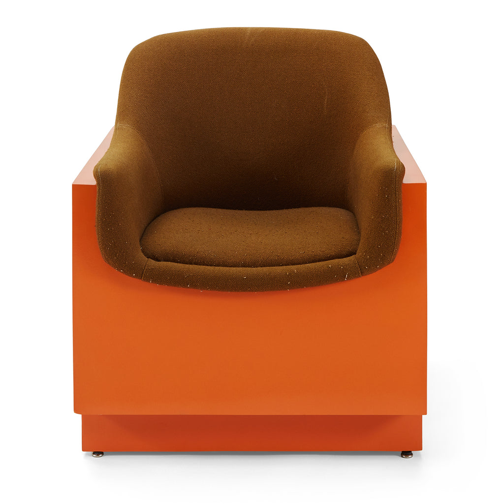 Orange & Brown Modern Cube Arm Chair