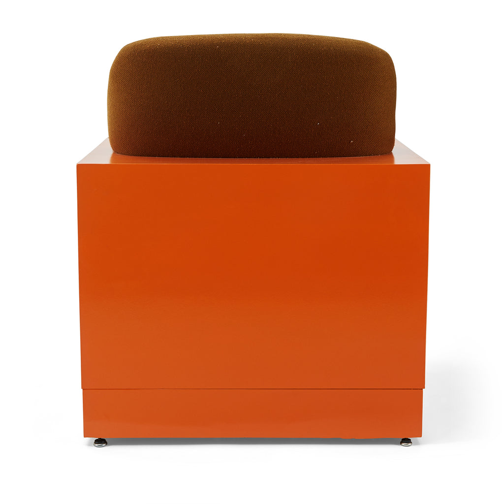 Orange & Brown Modern Cube Arm Chair