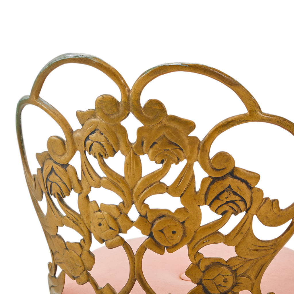 Gold and Pink Floral Regency Chair