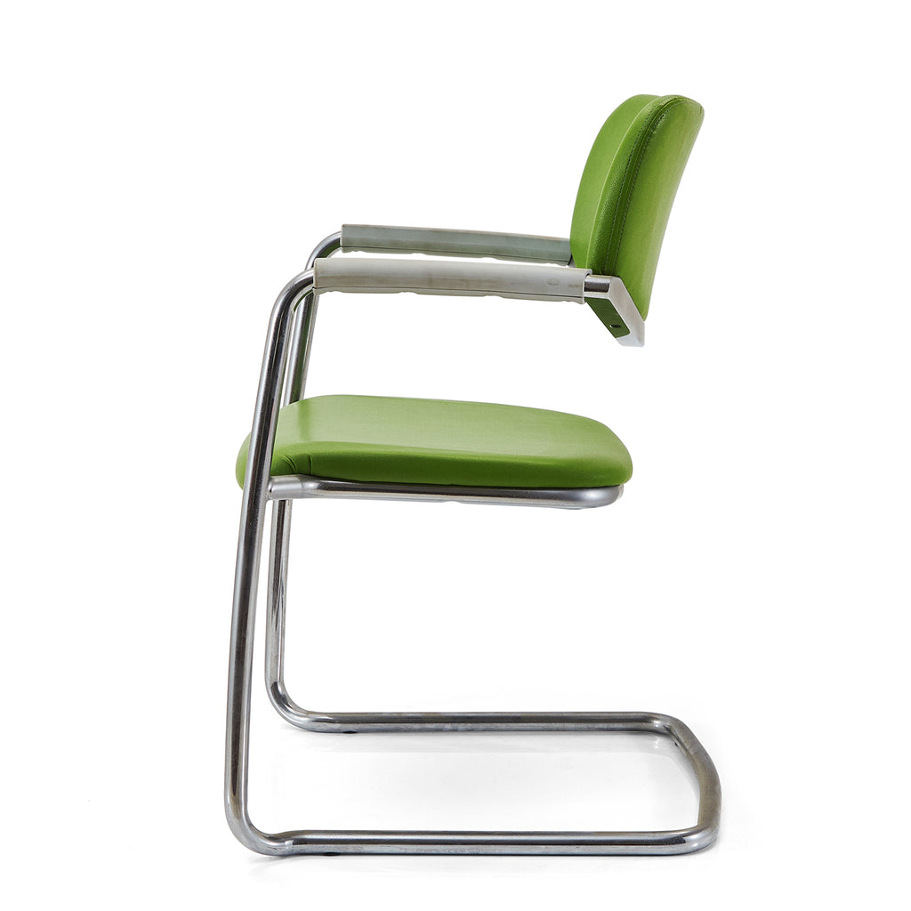 Green & Chrome Cantilever Arm Chair