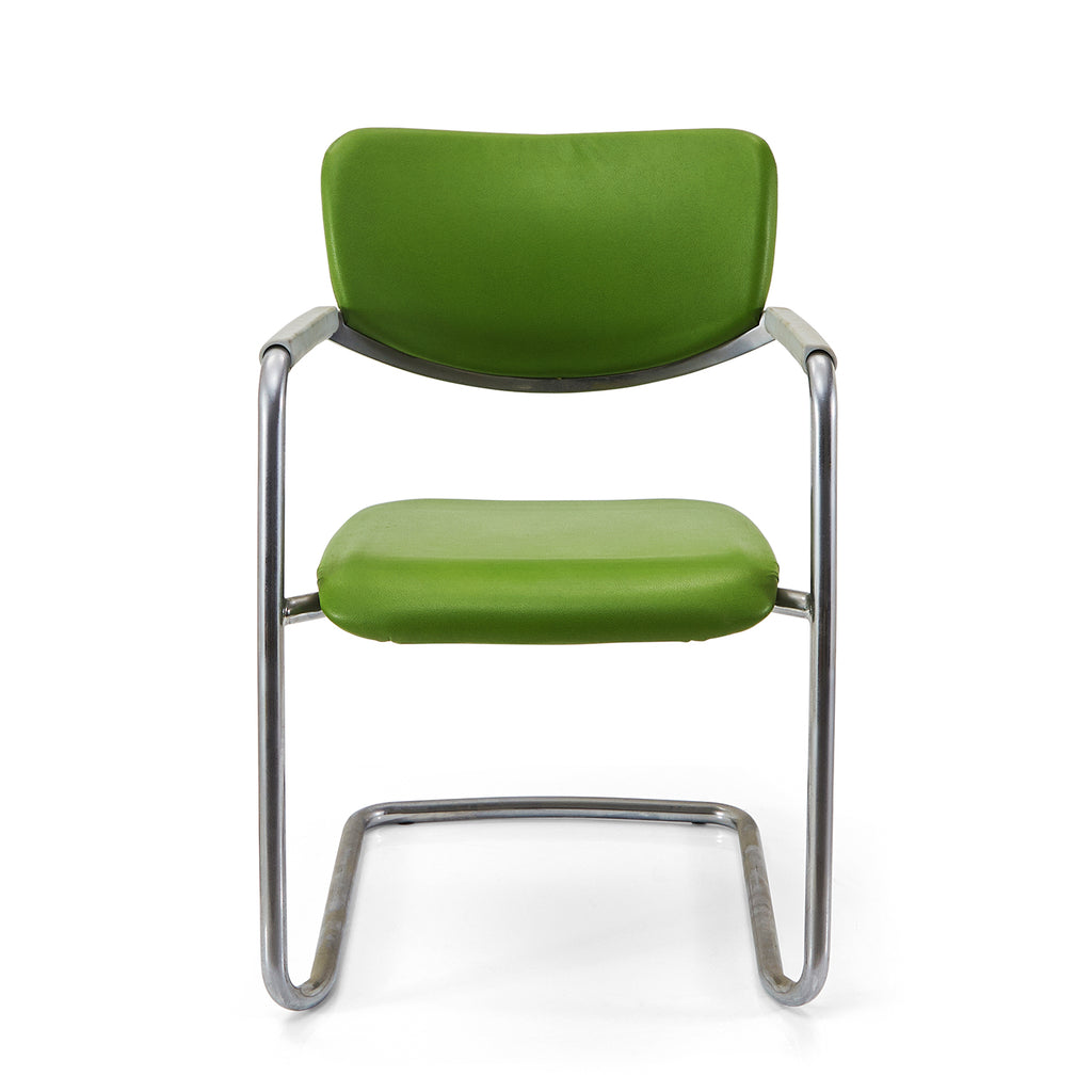 Green & Chrome Cantilever Arm Chair