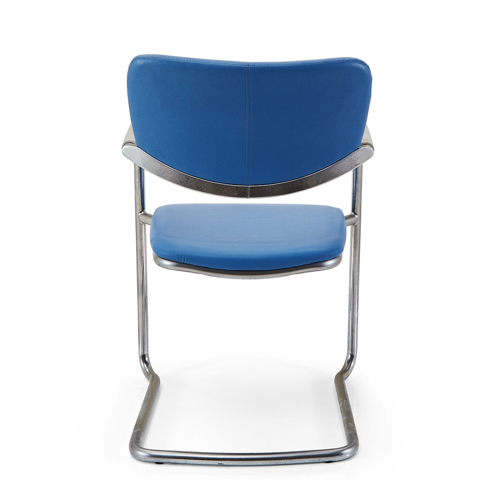 Blue & Chrome Cantilever Arm Chair