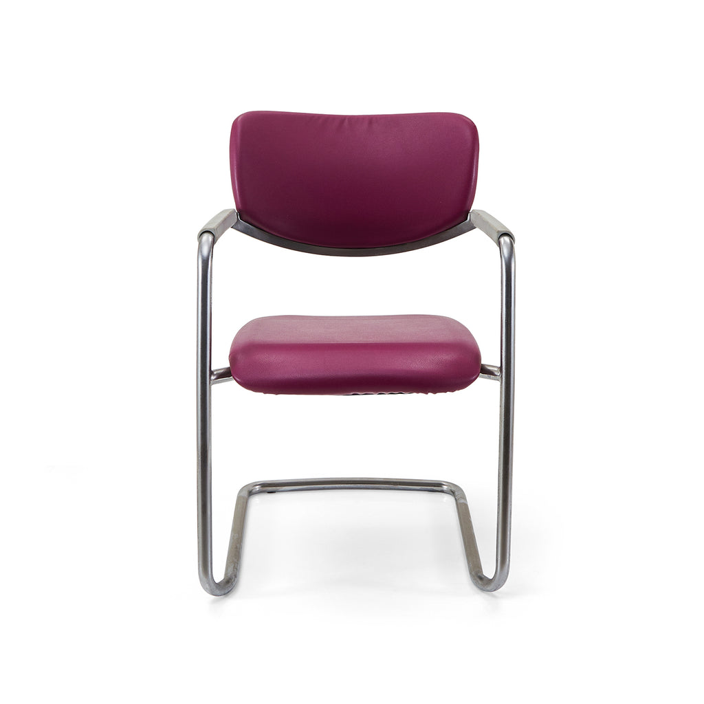 Purple & Chrome Cantilever Arm Chair