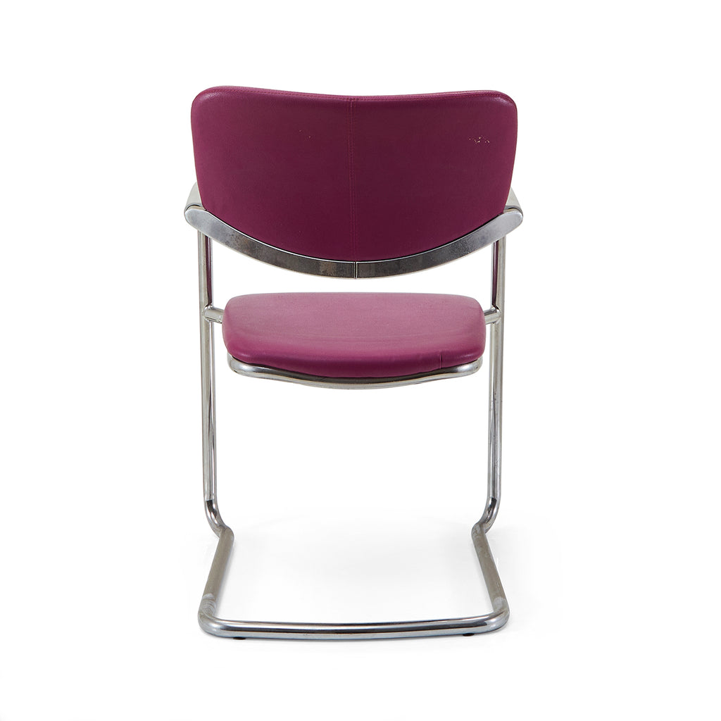 Purple & Chrome Cantilever Arm Chair