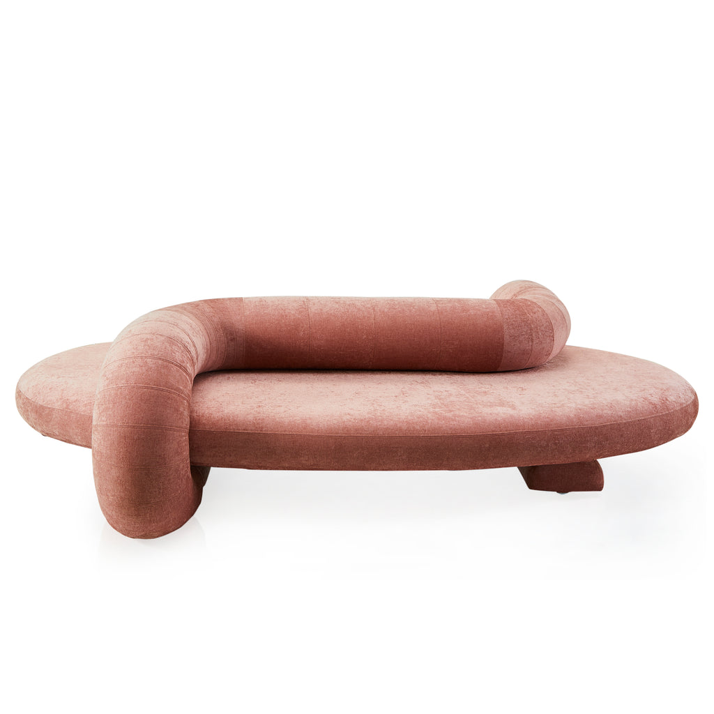 Large Pale Pink Velvet Serpentine Lounge Sofa