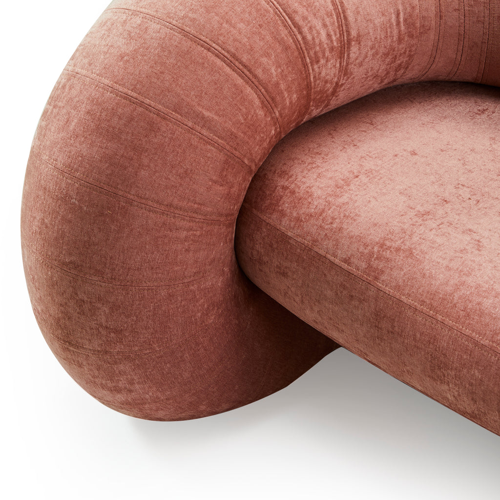 Large Pale Pink Velvet Serpentine Lounge Sofa