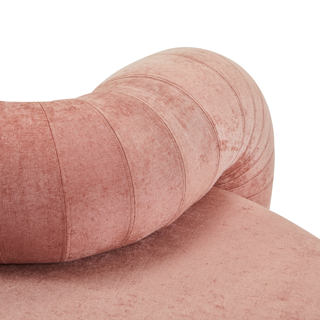 Large Pale Pink Velvet Serpentine Lounge Sofa