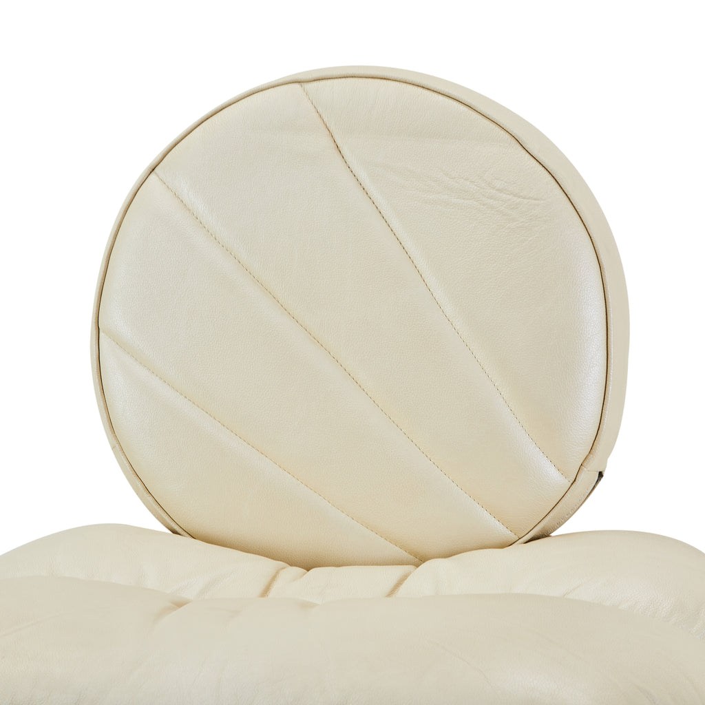 White Leather Padded Circle Back Lounge Chair