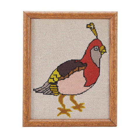 1153 (A+D) Needlepoint Colorful Bird in Wood Frame