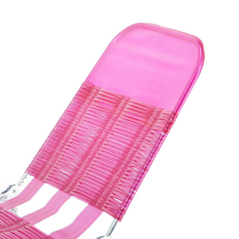 Pink Plastic Strapped Outdoor Chaise Lounger