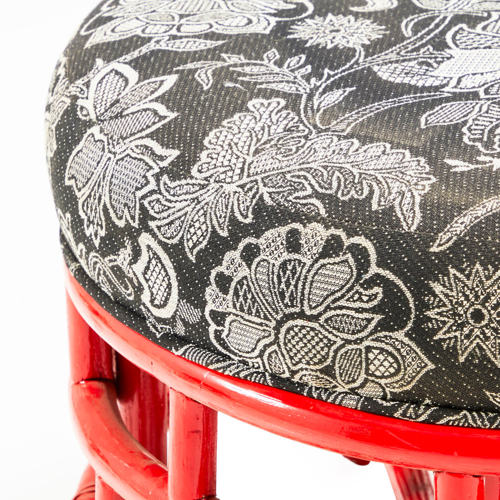 Red Bamboo Ottoman