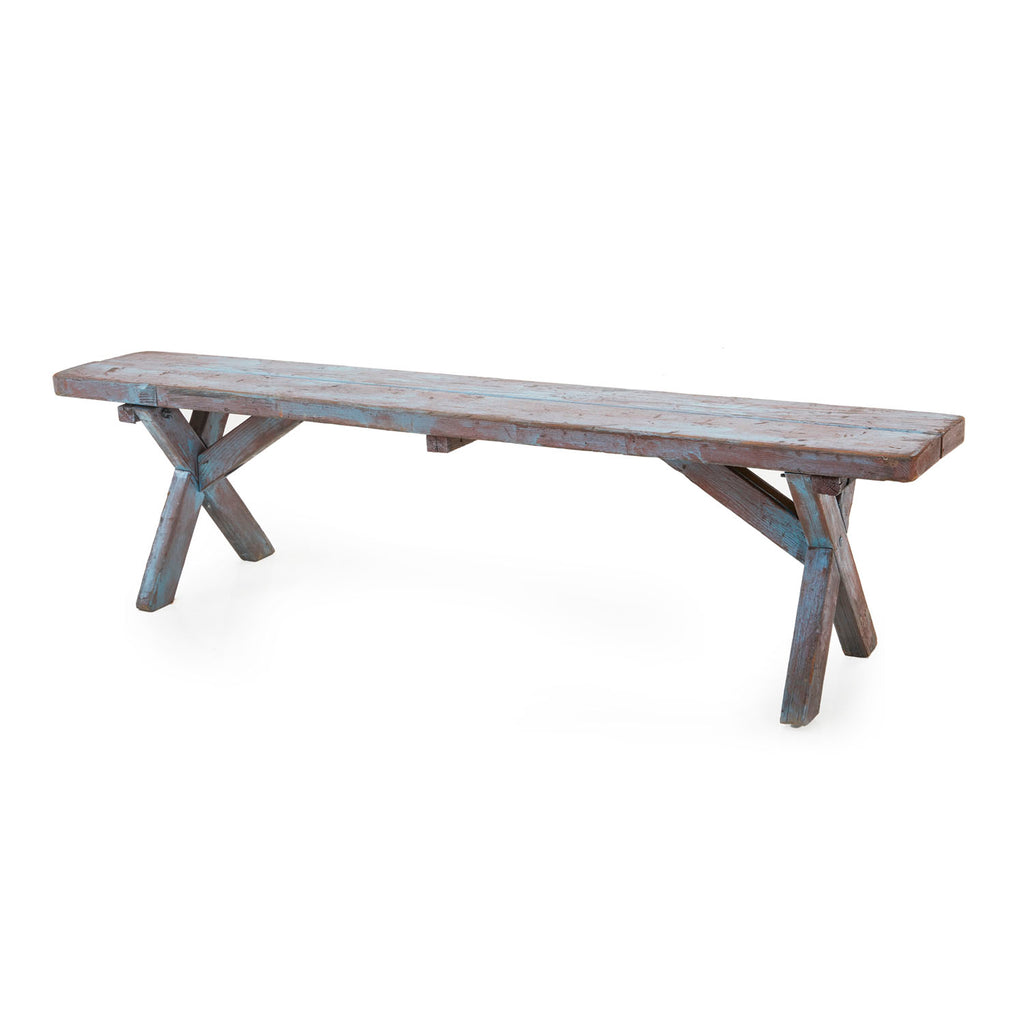 Rustic Blue Picnic Table and Benches