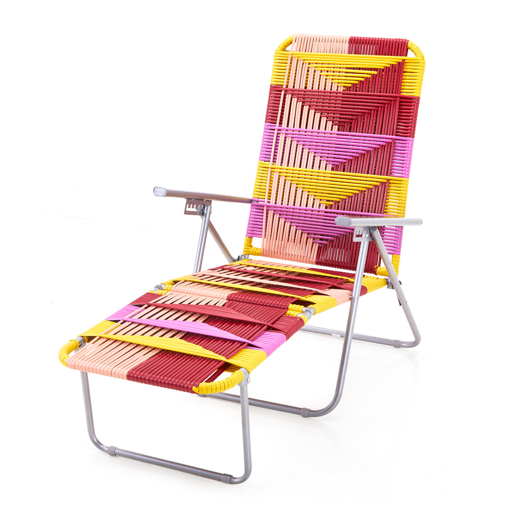 Yellow Pink & Red Cord Outdoor Chaise Lounge