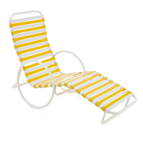 Yellow and White Outdoor Chaise Lounger