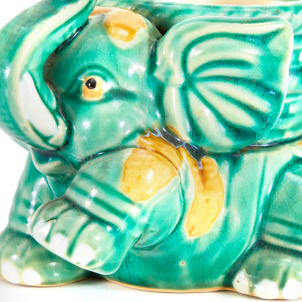 Teal Green Elephant Potted Planter