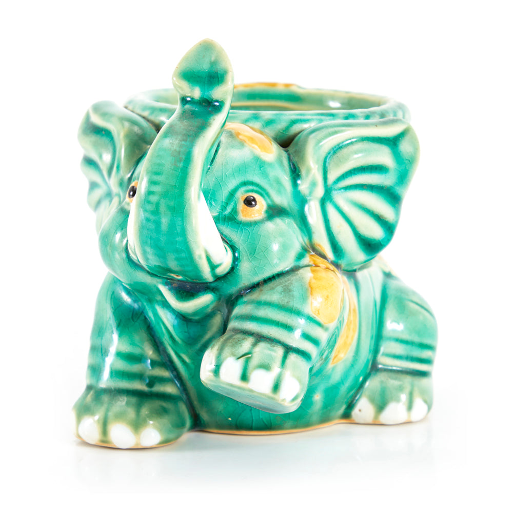 Teal Green Elephant Potted Planter