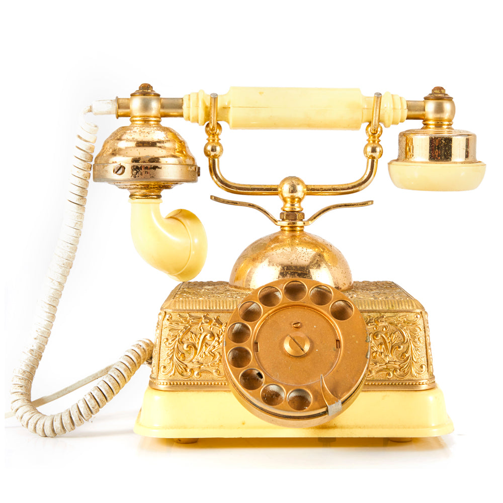 Gold & White Rococo Rotary Phone